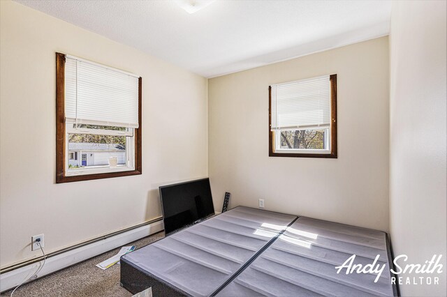 3817 Boone Ave SW, Wyoming, MI 49519 - unfurnished bedroom with a baseboard radiator, carpet, and multiple windows