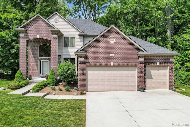 50477 Edith St, Chesterfield, MI 48047 - traditional-style house with brick siding, concrete driveway, a garage, and a shingled roof