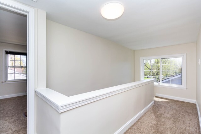 corridor featuring carpet and baseboards