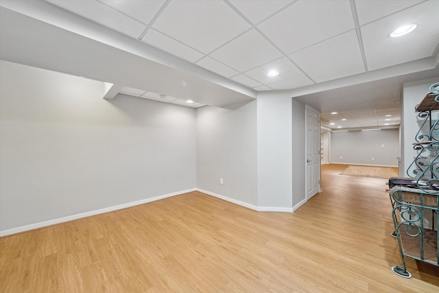 29691 Sierra Pointe Cir, Farmington Hills, MI 48331 - finished basement featuring baseboards, recessed lighting, wood finished floors, and a paneled ceiling