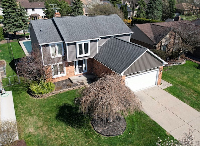 aerial view with a residential view