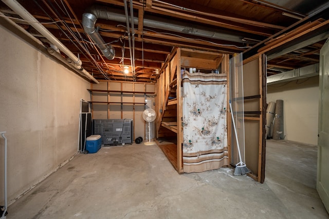 view of unfinished basement