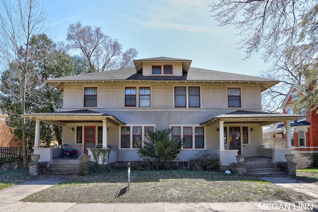 186 W 12th St, Holland, MI 49423 - traditional style home featuring fence, a porch, and a shingled roof