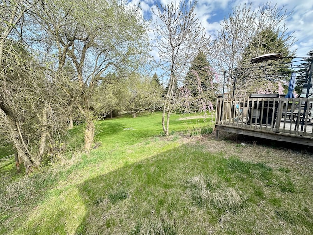 1088 Kern Rd, Fowlerville, MI 48836 - view of grassy yard featuring a deck