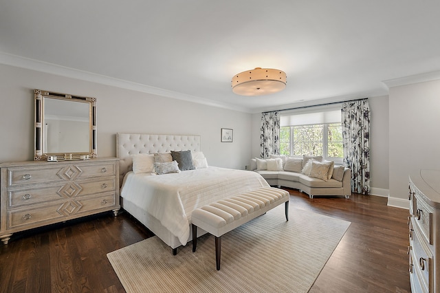 1011 Pierce St, Birmingham, MI 48009 - bedroom with dark wood-style flooring, baseboards, and ornamental molding