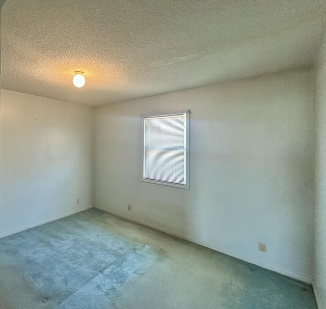 carpeted spare room with baseboards and a textured ceiling