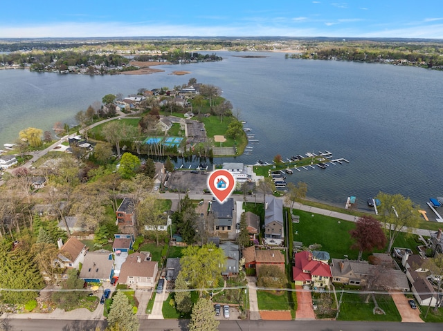2331 Ferndale Ave, Sylvan Lake, MI 48320 - aerial overview of property's location featuring a nearby body of water and nearby suburban area