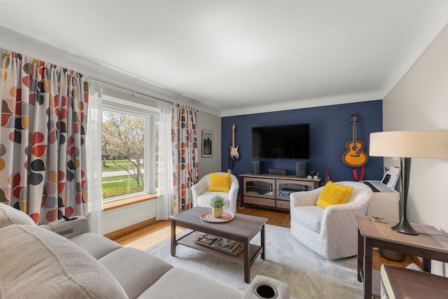 living area featuring wood finished floors and a wealth of natural light