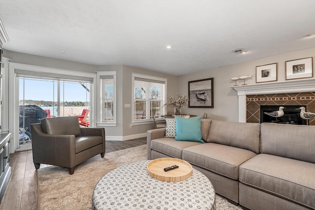 1300 N Eagle Lake Dr, Kalamazoo, MI 49009 - living area featuring light wood-style floors, a healthy amount of sunlight, recessed lighting, and baseboards