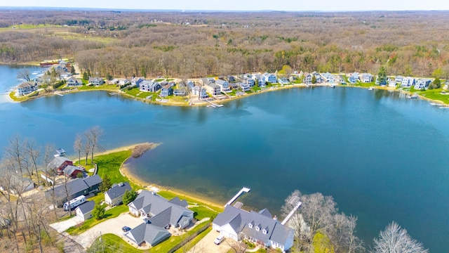 1300 N Eagle Lake Dr, Kalamazoo, MI 49009 - bird's eye view featuring a water view, a residential view, and a view of trees