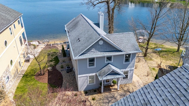 1300 N Eagle Lake Dr, Kalamazoo, MI 49009 - birds eye view of property with a water view