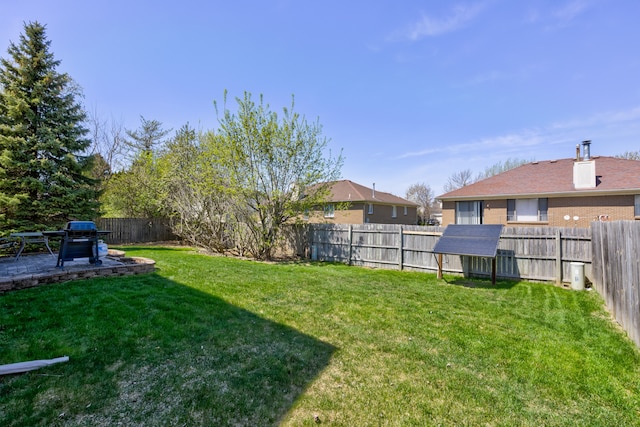 view of yard with a patio and a fenced backyard