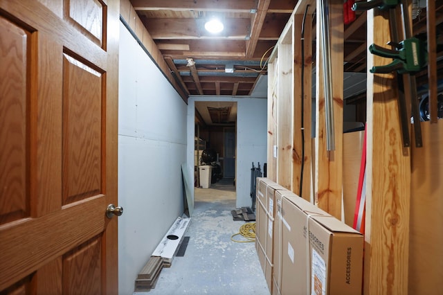 view of unfinished basement