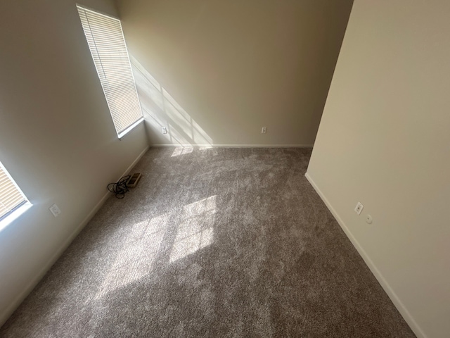 carpeted spare room featuring baseboards and plenty of natural light