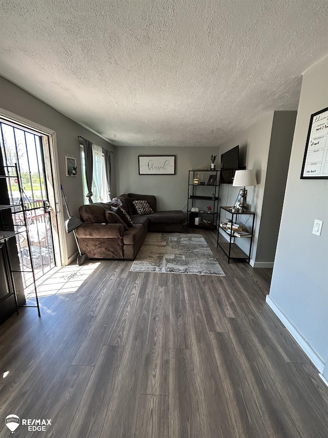 1934 Basil Ln, Flint, MI 48504 - living room featuring wood finished floors, a textured ceiling, and baseboards