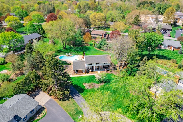 drone / aerial view featuring a residential view