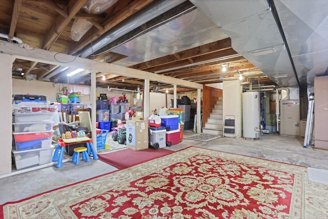 1743 Midland Rd, Bay City, MI 48706 - unfinished below grade area with gas water heater and stairway