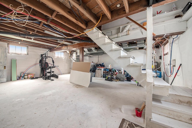 basement with stairs