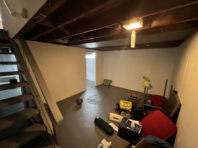 basement with stairs