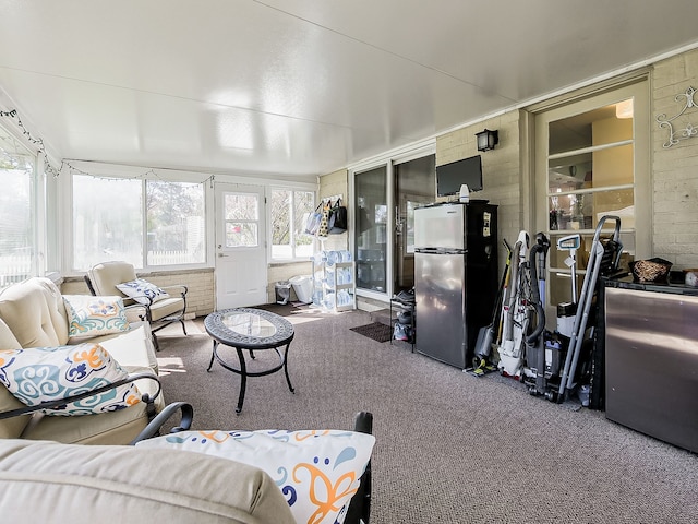 view of carpeted living area