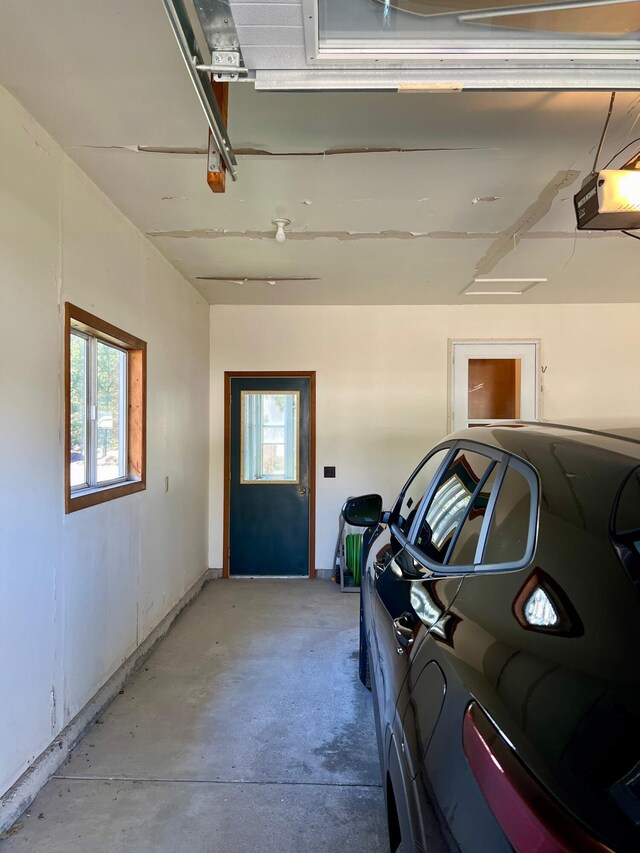 garage with a garage door opener