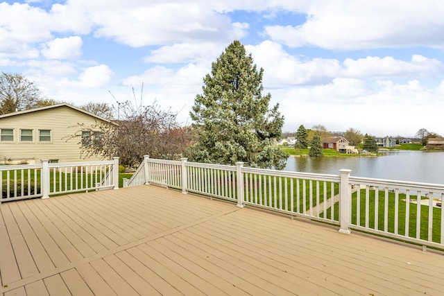 9015 Kingsley Dr, Onsted, MI 49265 - wooden terrace featuring a water view and a lawn