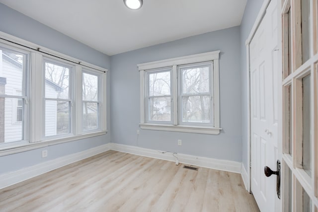 849 Chalmers St, Detroit, MI 48215 - unfurnished room with light wood-style floors, visible vents, a wealth of natural light, and baseboards