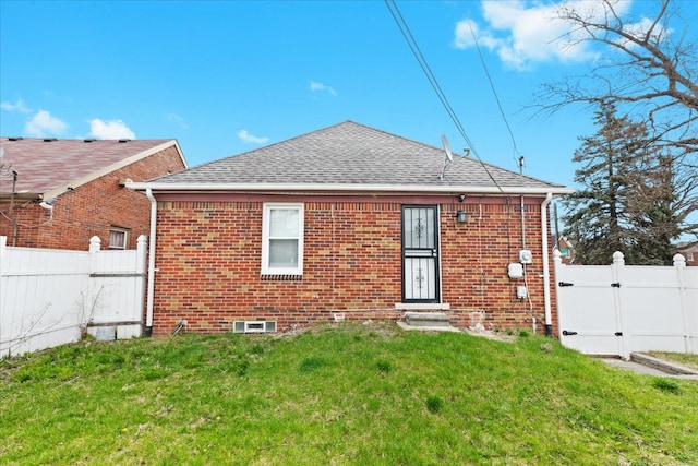 18603 Monica St, Detroit, MI 48221 - rear view of property with fence private yard, a shingled roof, entry steps, and a gate