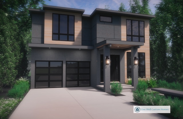 1850 Shipman Blvd, Birmingham, MI 48009 - modern home featuring driveway, brick siding, and a garage