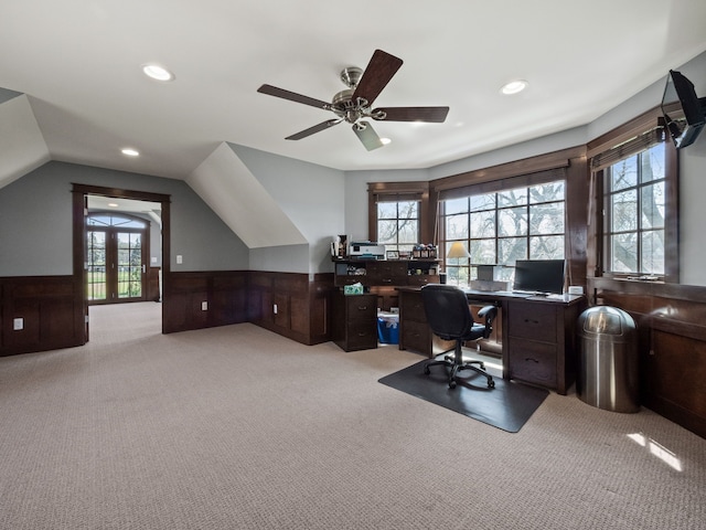 3190 Edgewood Park Dr, Commerce Twp, MI 48382 - office space featuring a healthy amount of sunlight, a wainscoted wall, and light colored carpet