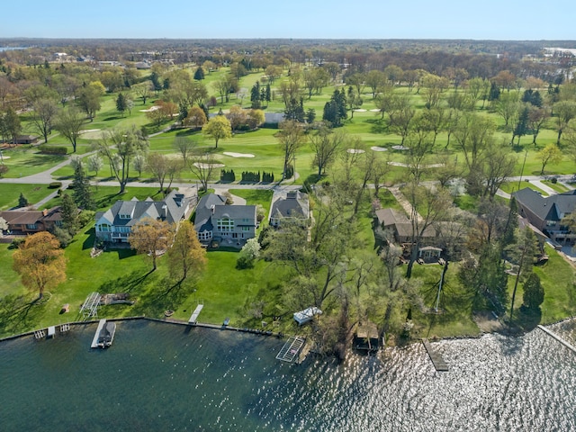 3190 Edgewood Park Dr, Commerce Twp, MI 48382 - drone / aerial view with a water view, view of golf course, and a residential view