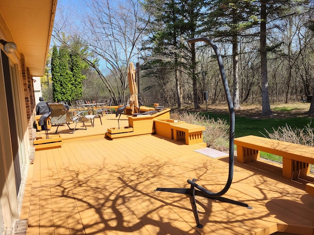6358 Timberwood S, West Bloomfield, MI 48322 - wooden terrace with outdoor dining space