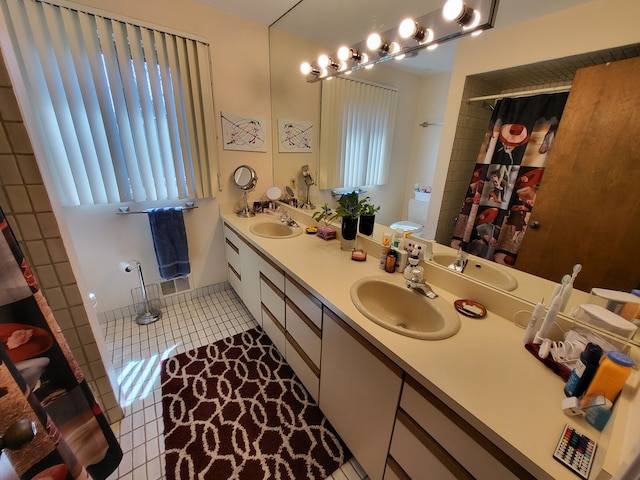 6358 Timberwood S, West Bloomfield, MI 48322 - full bathroom with double vanity, a sink, and a shower with shower curtain