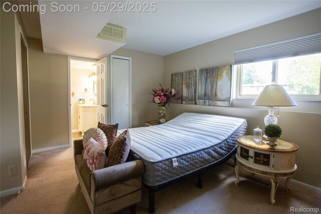 140 Indian Knolls St, Oxford, MI 48371 - bedroom featuring carpet, a sink, baseboards, and ensuite bathroom