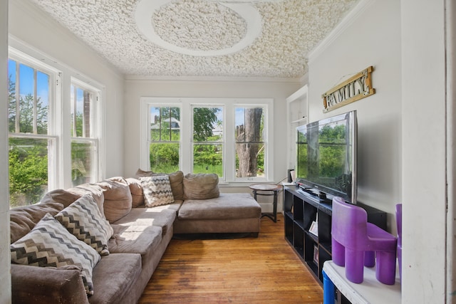 214 Worcester, Highland Park, MI 48203 - living area with ornamental molding and wood finished floors