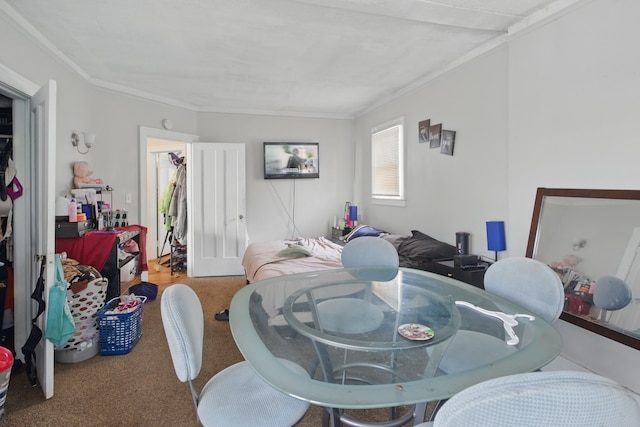 214 Worcester, Highland Park, MI 48203 - carpeted dining space featuring crown molding
