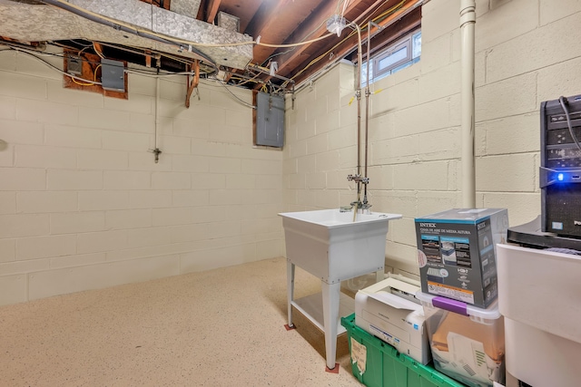 basement with electric panel