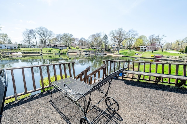 dock area featuring a water view