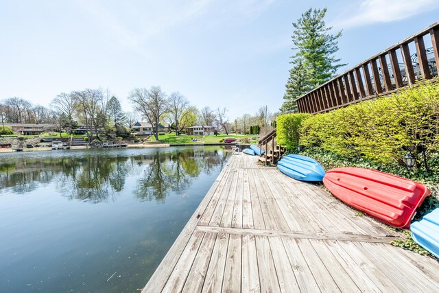 view of dock featuring a water view
