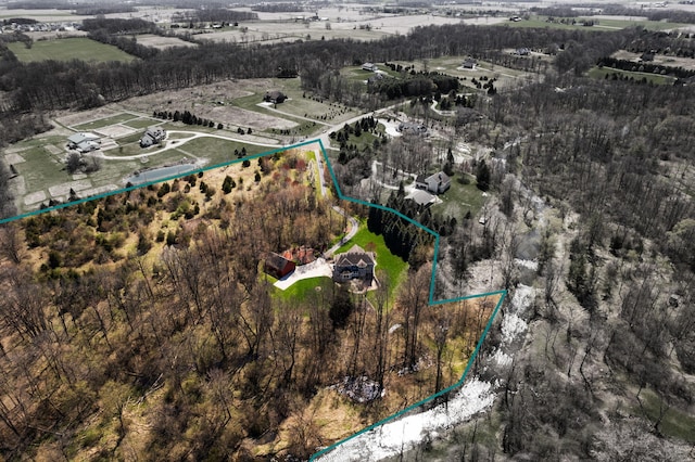 bird's eye view featuring a rural view