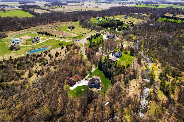 drone / aerial view with a rural view