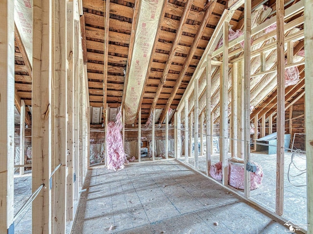 view of unfinished attic