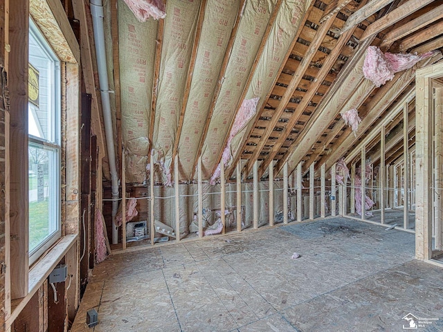 view of unfinished attic