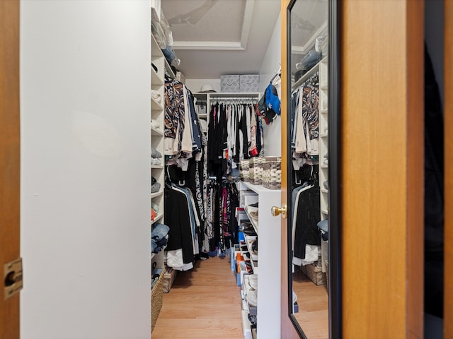spacious closet with wood finished floors