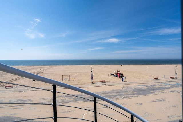 view of water feature featuring a beach view