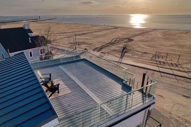 exterior space featuring a water view