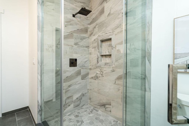 bathroom with a stall shower