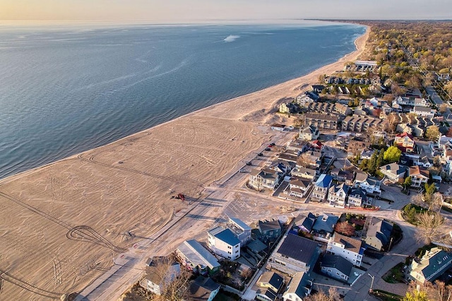 aerial view with a beach view and a water view
