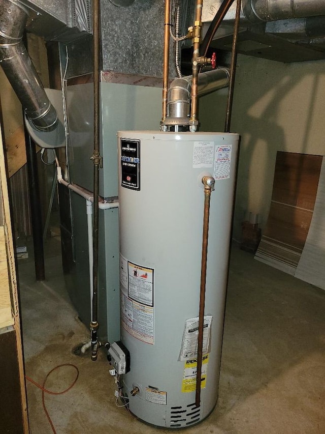 utility room featuring gas water heater