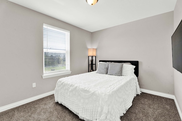 bedroom featuring baseboards and carpet